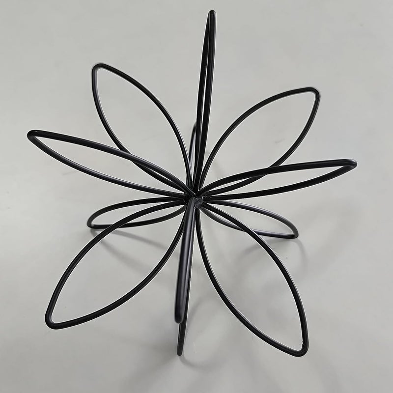 Mocome 8" Black Sphere Decor, Abstract Tabletop Decorative Ball, Metal Floral Handmade Decorative Sculpture Home Decor Statues - Image 4